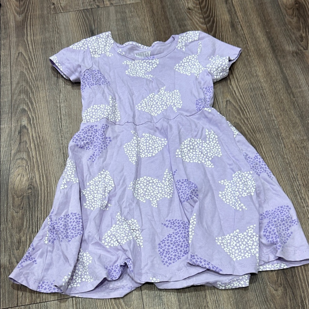 Purple Casual Sundress with Crew Neck and Short Sleeves